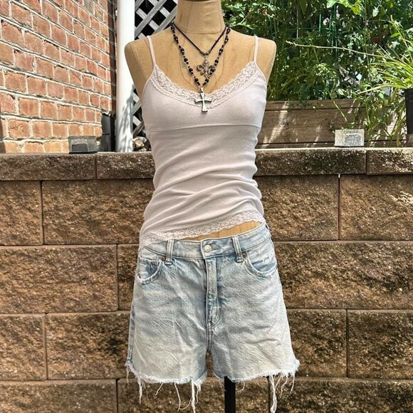 American Eagle Outfitters Women's White and Blue Shorts - Picture 1 of 4